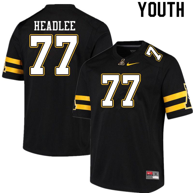 Youth #77 Josh Headlee Appalachian State Mountaineers College Football Jerseys Sale-Black - Click Image to Close